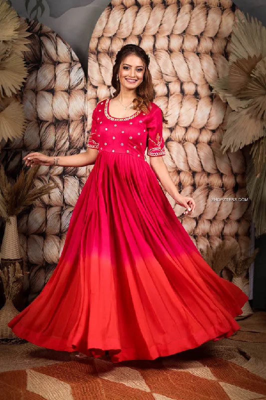 Pink and Orange Anarkali Dress