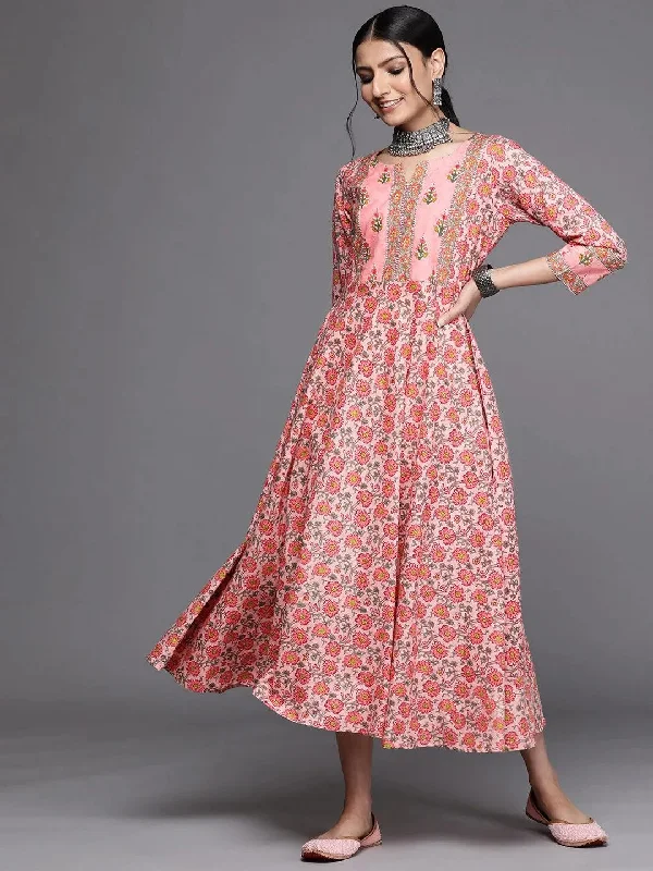 Pink Printed Cotton Dress