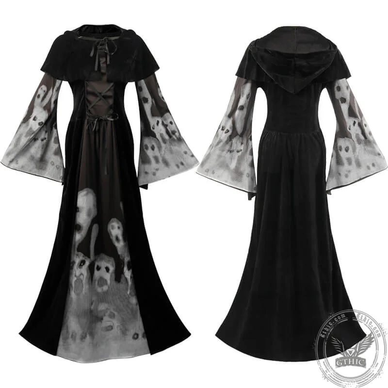 Skeleton Queen Gothic Dress Halloween Costume