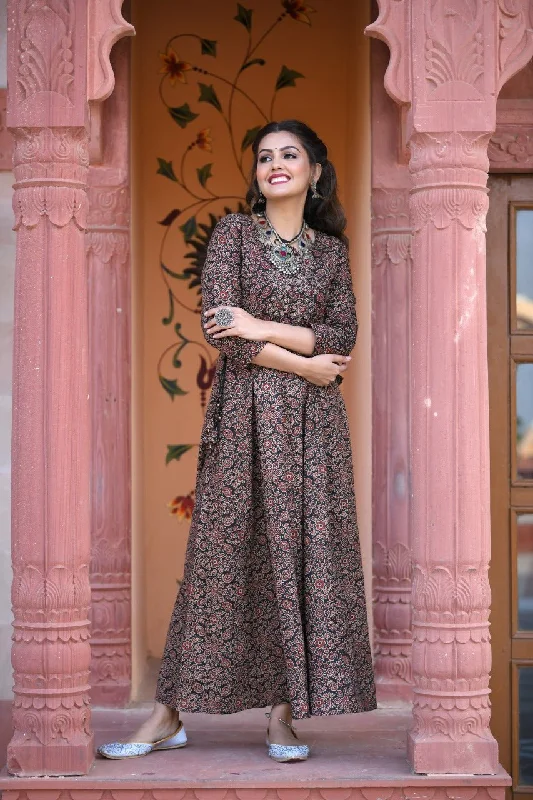 Traditional & Classy Ajrak Print Rayon Dress