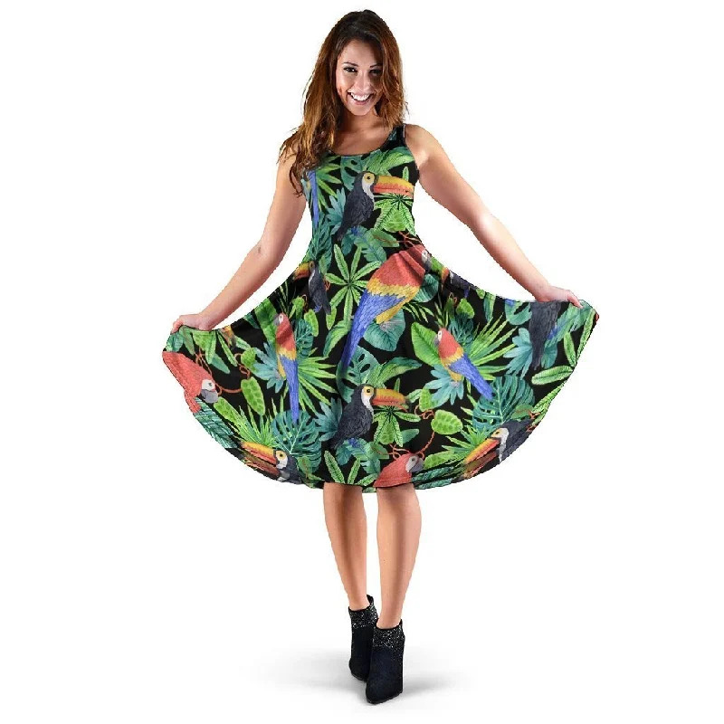 Tropical Bird Hawaiian Print Dress