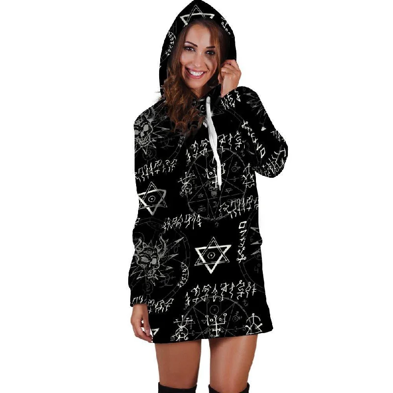 Witch Sign Print Hoodie Dress