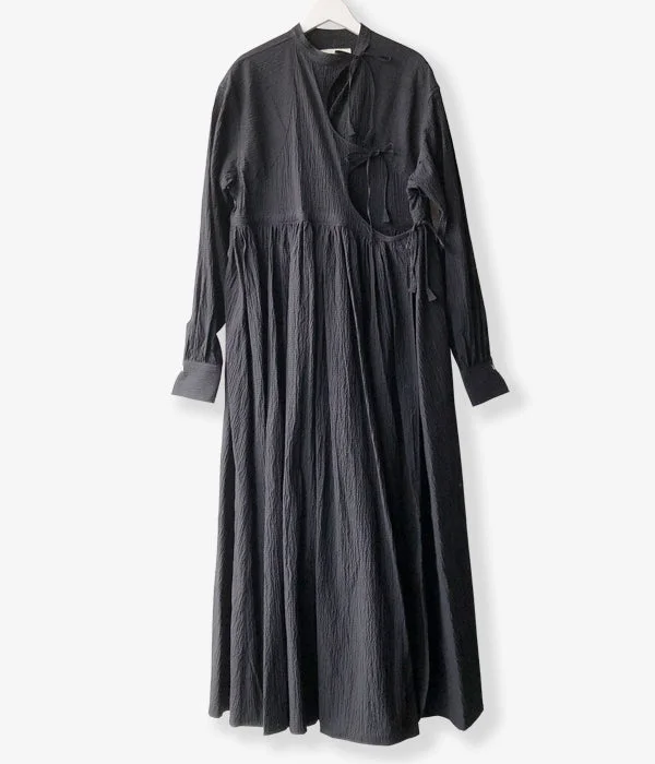 WRYHT/KNOTTED ASYMMETRY FRONT DRESS (BLACK)