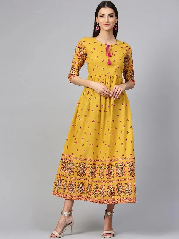 Yellow Printed Cotton Dress