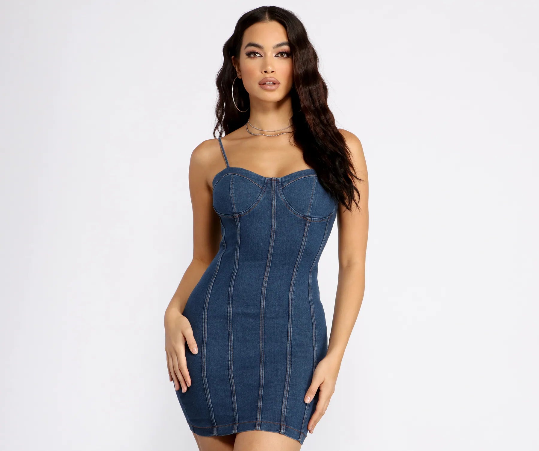 Babe In Denim Mini Dress Tunics Yoga stretchy Tunics Yoga stretchy