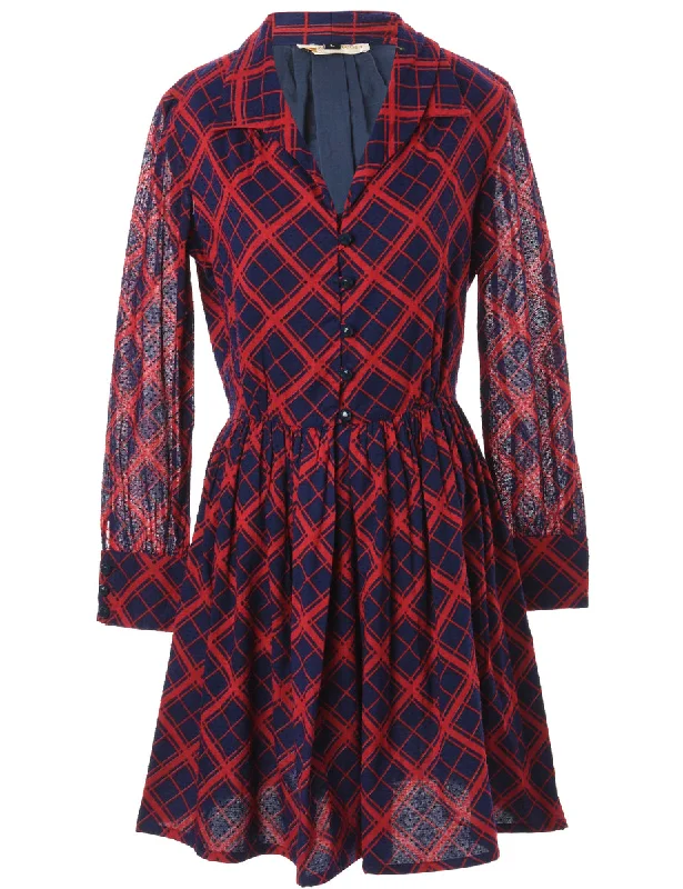 Label Checked Short Dress Tunics Practical easy-care Tunics Practical easy-care