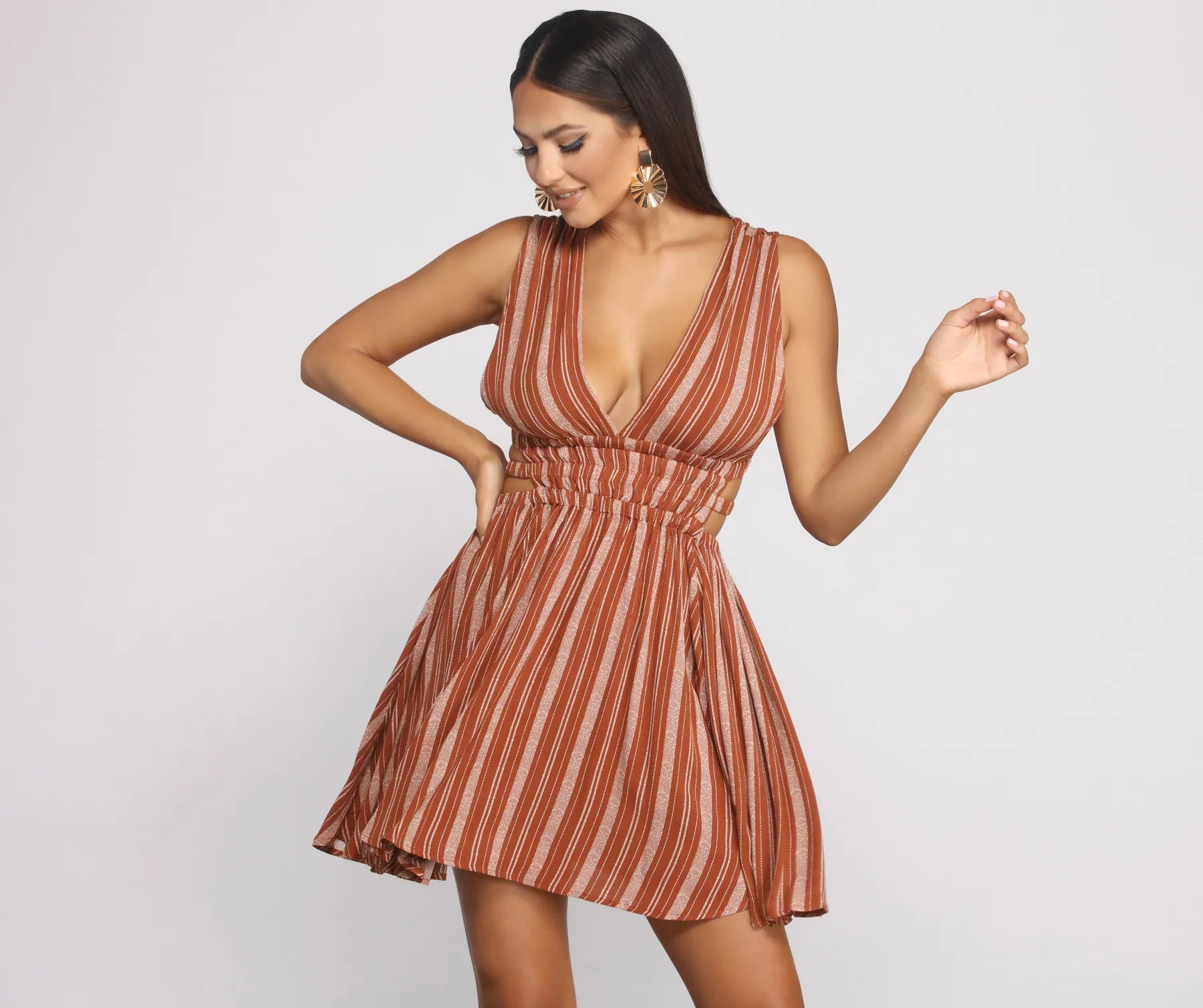 Season of Stripes Cutout Gauze Mini Dress Shift Classic Vintage Shift Classic Vintage Season of Stripes Cutout Gauze Mini Dress Shift Classic Vintage Shift Classic Vintage